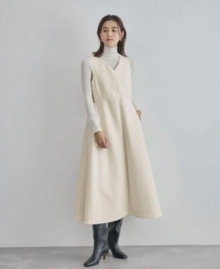 新品23AW ROPE ダブルクロス Vカットジャンパースカート アイボリー M