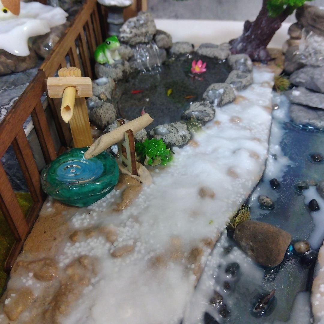 露天風呂のある日本庭園/雪景色ジオラマ