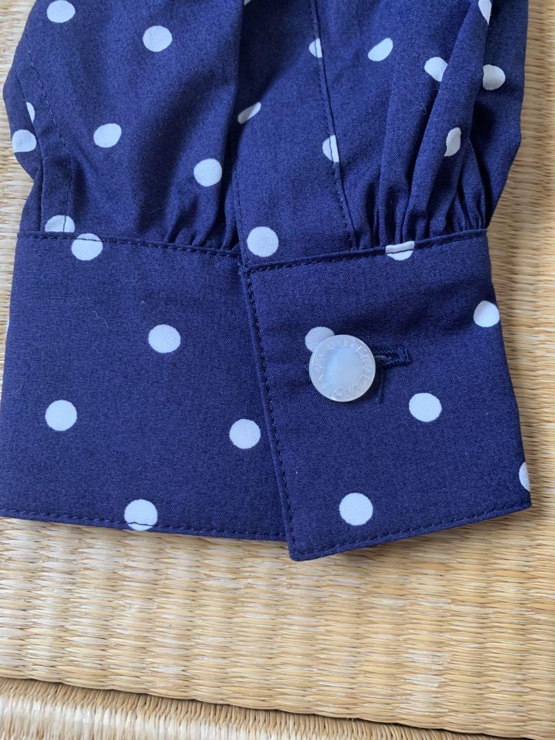 タグ付新品 OLD ENGLAND ネイビー 水玉 長袖シャツ