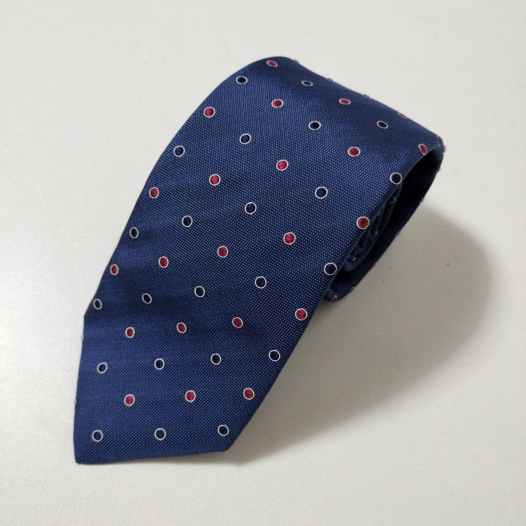 ハケットロンドン ドットタイ ネクタイ ブルー系 Italy製 美品