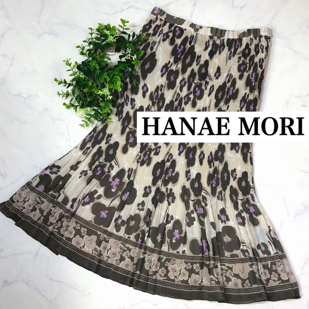 ハナエモリHANAE MORI美しいプリントの上品スカートM