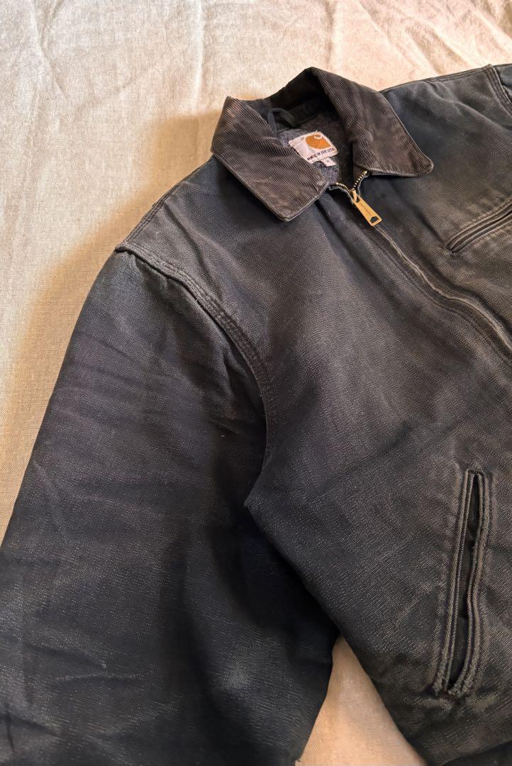 最高級 鬼フェード 】 Carhartt デトロイトジャケットUSA製 ボロ ブラック ジャケット・アウター