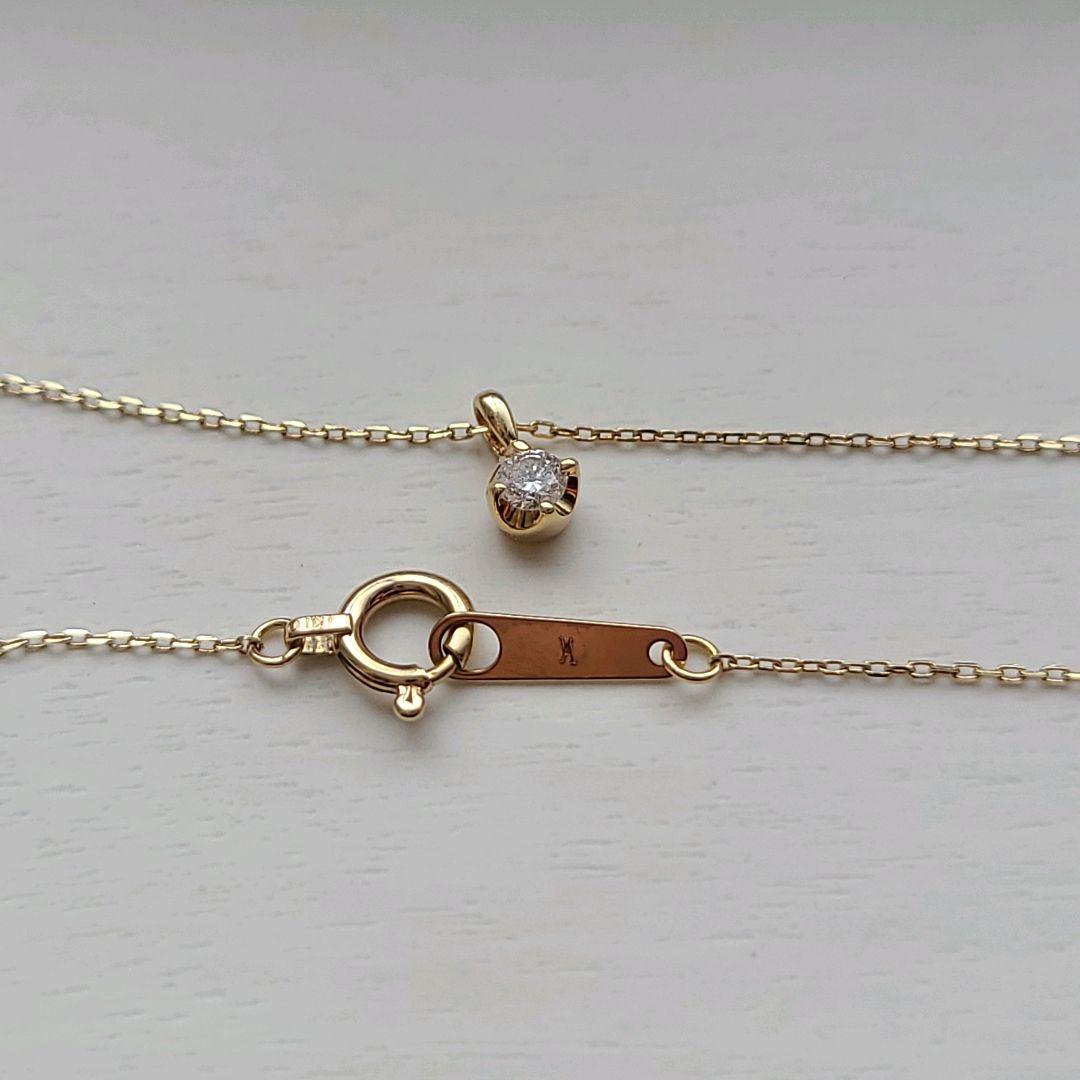 現行品⭐️美品⭐️ヴァンドーム青山　ダイヤモンド k10 ネックレス ライン YG ヴァンドーム青山 K10 YG 一粒 ダイヤ ネックレス