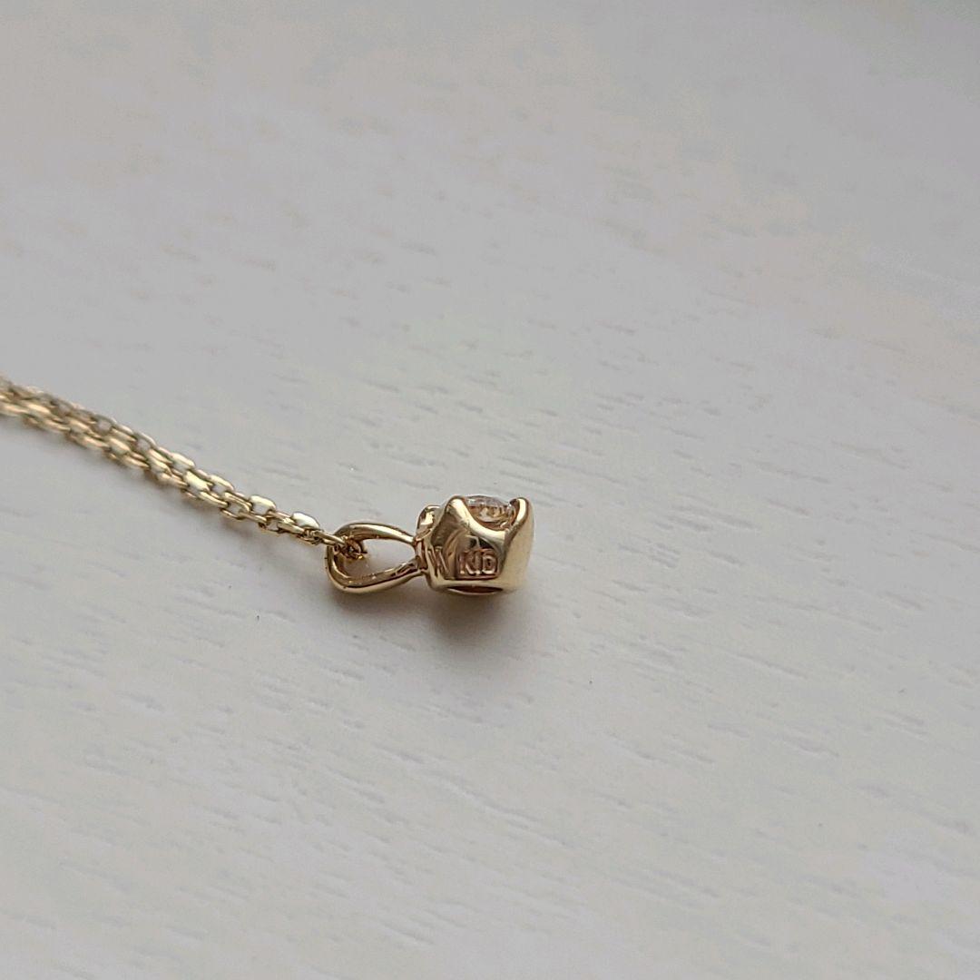 現行品⭐️美品⭐️ヴァンドーム青山　ダイヤモンド k10 ネックレス ライン YG ヴァンドーム青山 K10 YG 一粒 ダイヤ ネックレス