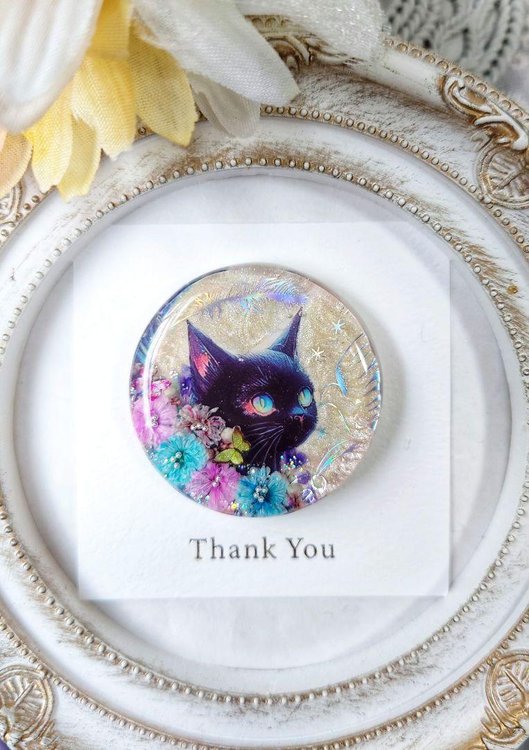 レジン　猫　ヘアゴム　ブローチ　ポニーフック　No.51