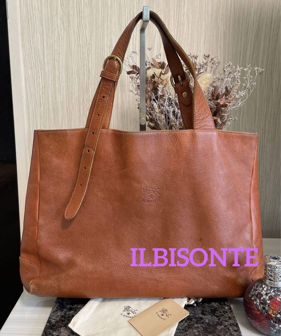 冬ギフト セ ILBISONTE A4 本革 茶 ブラウン レザー ヌメ革 トートバッグ バッグ