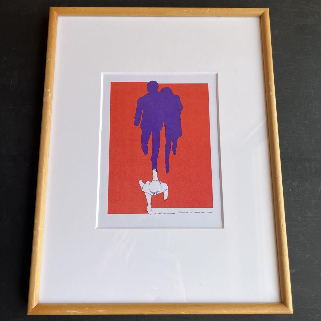 絵画額装 福田繁雄 SHADOW 直筆サイン入り シルクスクリーン