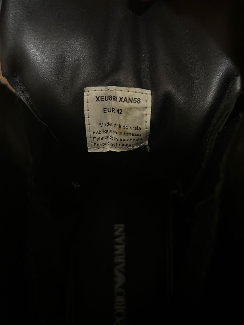 ARMANI ハイカットスニーカー ブラック・バーガンディ