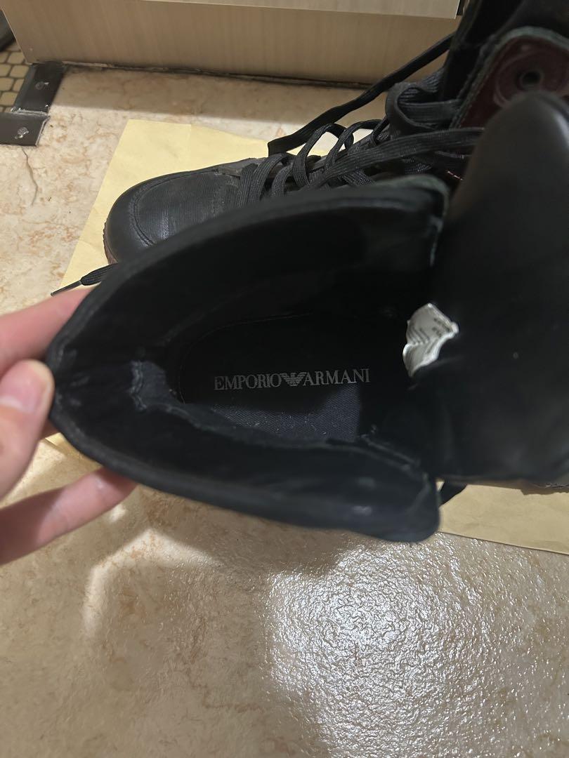 ARMANI ハイカットスニーカー ブラック・バーガンディ