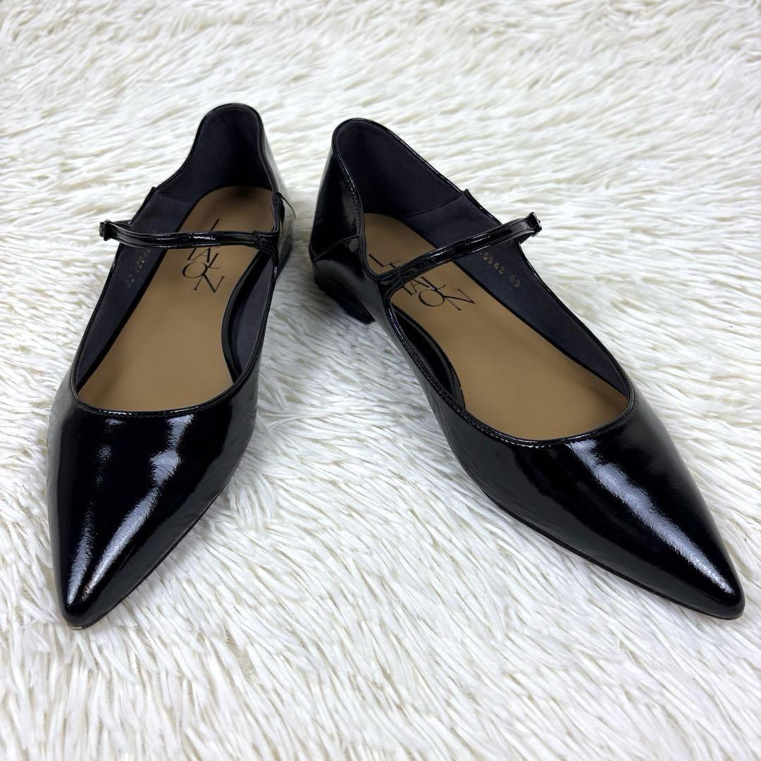 美品、LE TALON、ルタロン、ポインテッド、ワンストラップ、フラットシューズ