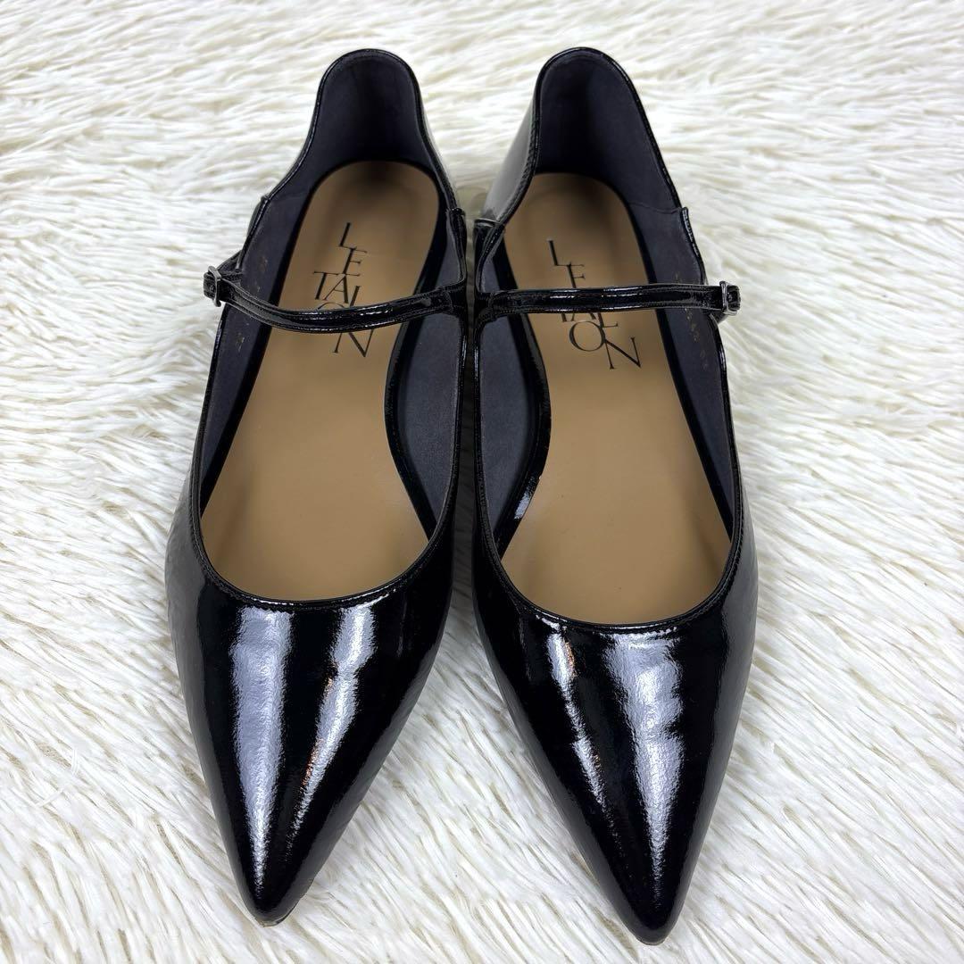 美品、LE TALON、ルタロン、ポインテッド、ワンストラップ、フラットシューズ