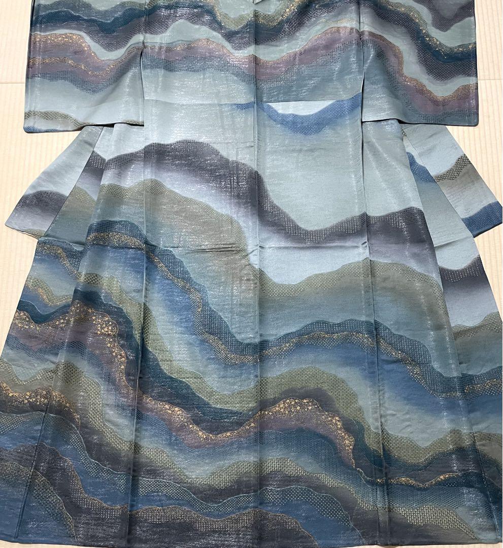 単衣 総刺繍 銀通し 訪問着 紋なし ガード加工