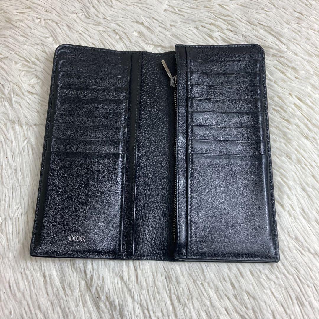 極美品✨Dior Homme 長財布 二つ折り レザー ブラック ロゴ金具
