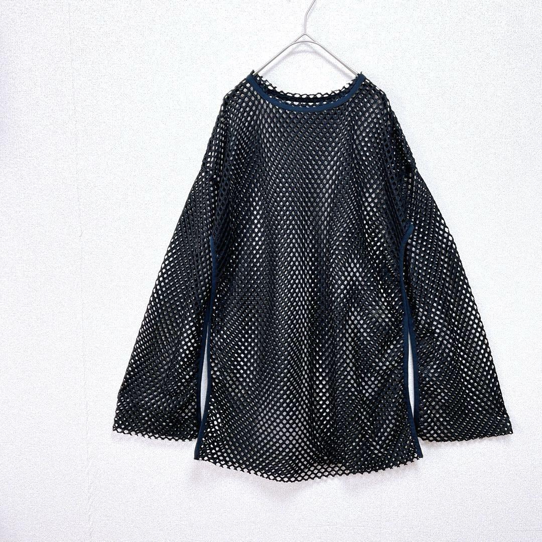 メッシュトップス オーバーサイズ 長袖 ベルスリーブ 切りっ