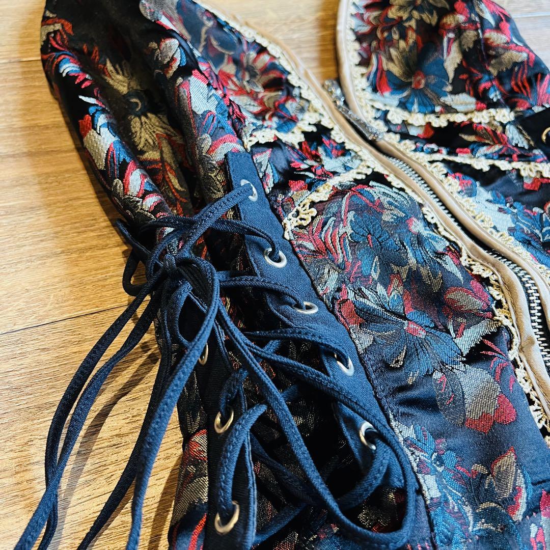 希少✴︎OZZ ONESTE オッズオネスト ワンピース 刺繍 レースアップ 画像4