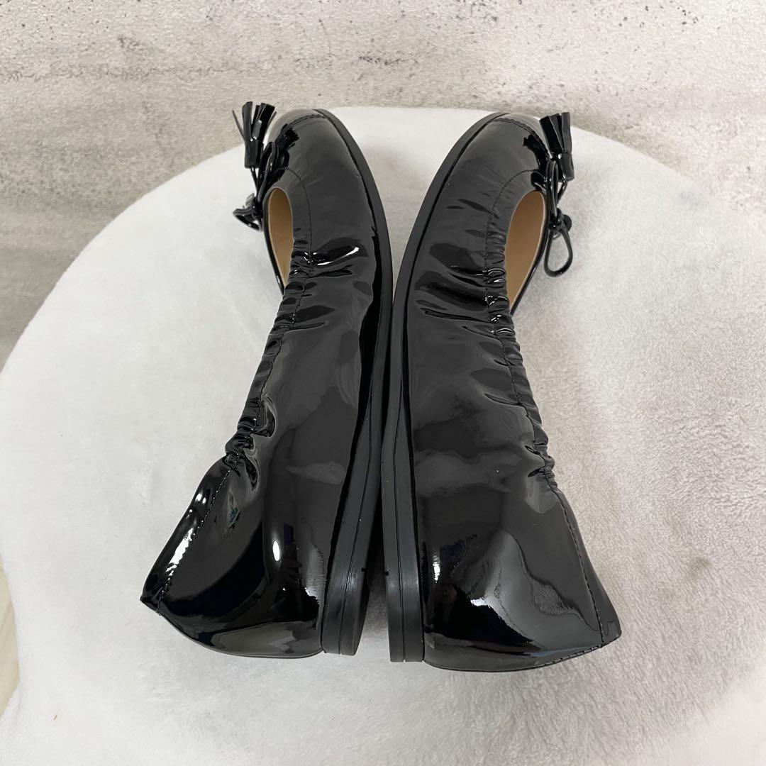 PRADA プラダ　フラットシューズ　ロゴ　パテントレザー　エナメル　ブラック
