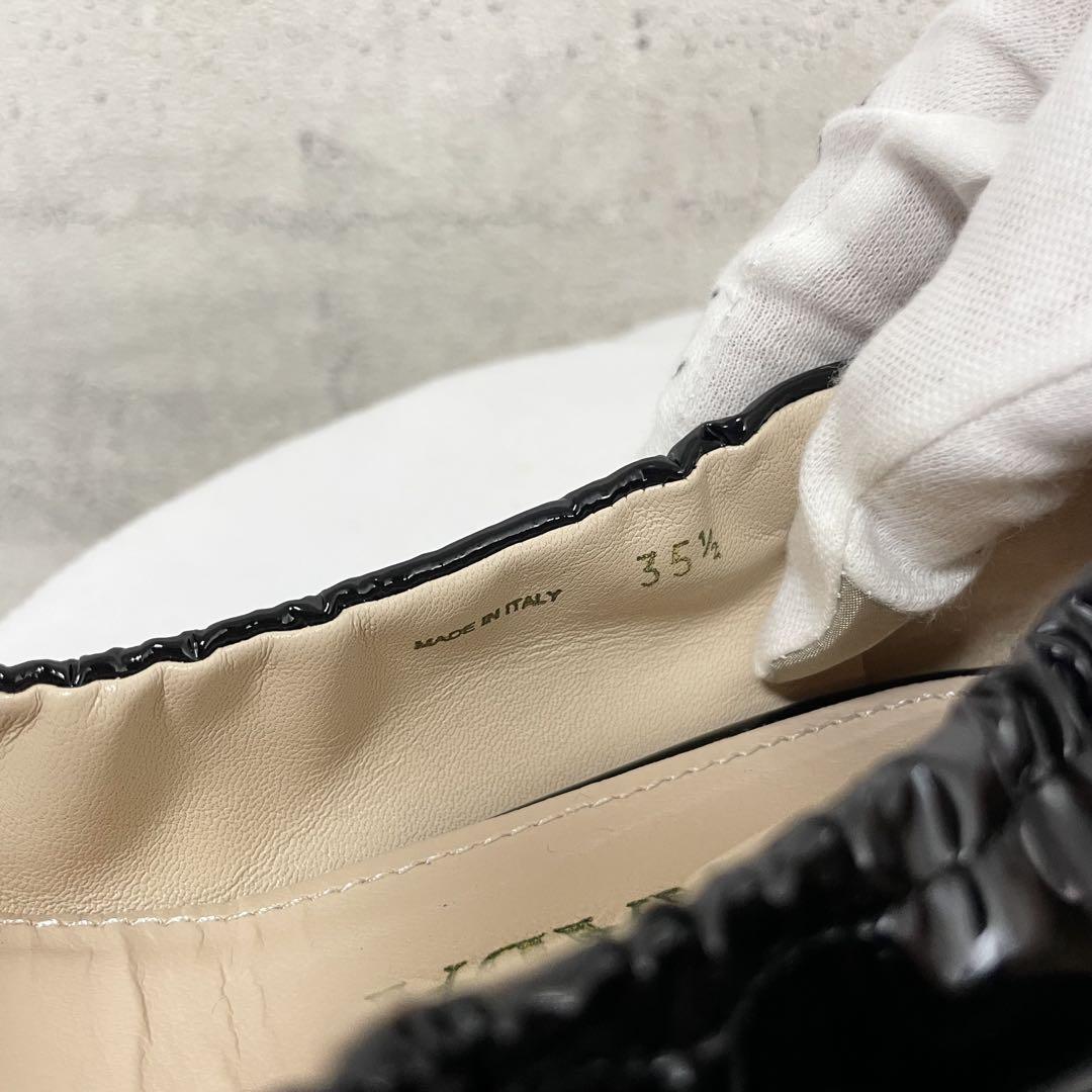 PRADA プラダ　フラットシューズ　ロゴ　パテントレザー　エナメル　ブラック