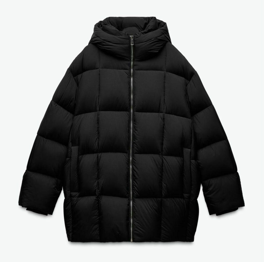 ZARA 防水防風フードパフジャケット ブラック XLXL(LL)・ZARA