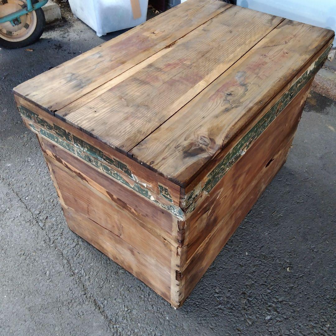 レトロ木製茶箱 蓋付き （楽天市場】【中古】 茶箱 大型 木箱