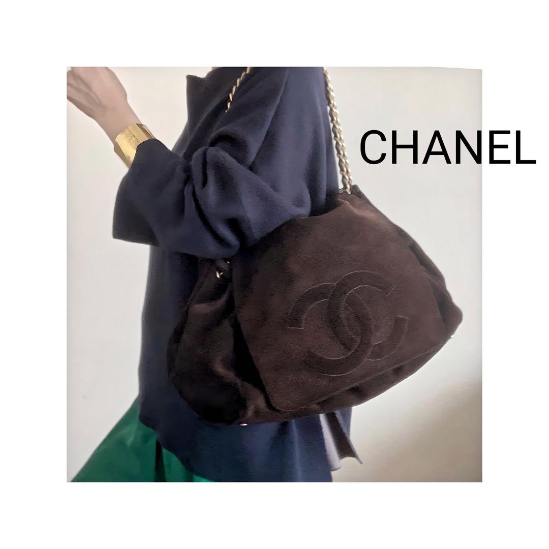 極美品♡CHANEL シャネル　スエード　デカココ  チェーンショルダーバッグ