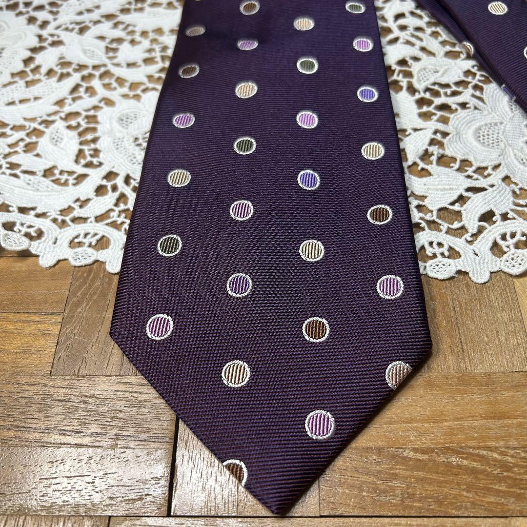 美品✨Paul Smith ドット柄 ネクタイ パープル 現行 ポールスミス Paul Smith ネクタイ 美品 水玉 ドット パープル
