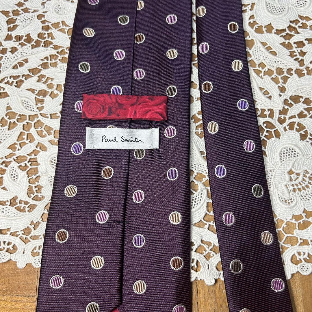 ポールスミス Paul Smith ネクタイ 美品 水玉 ドット パープル