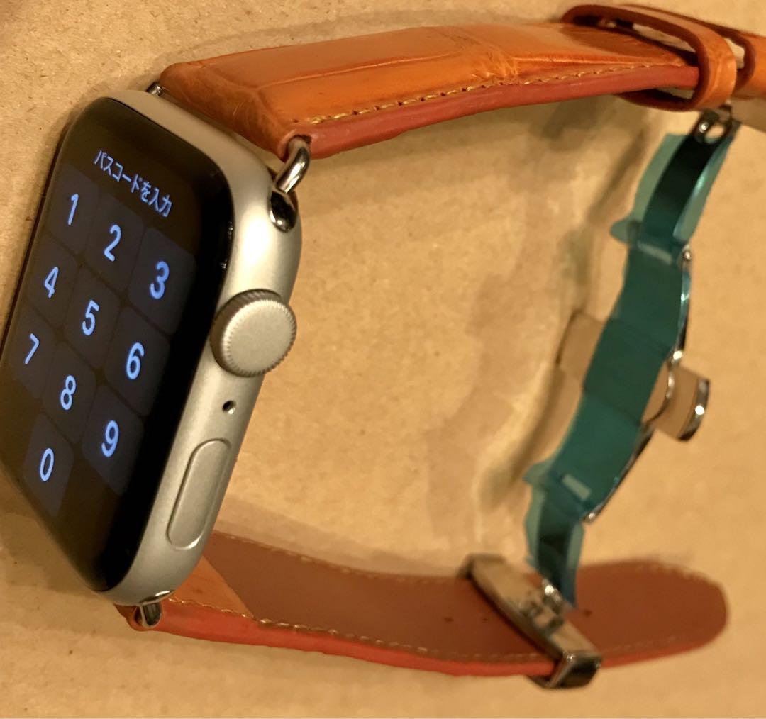 apple watch 　新品レザーバンド　オレンジ　クロコ　ワニ革　38 40