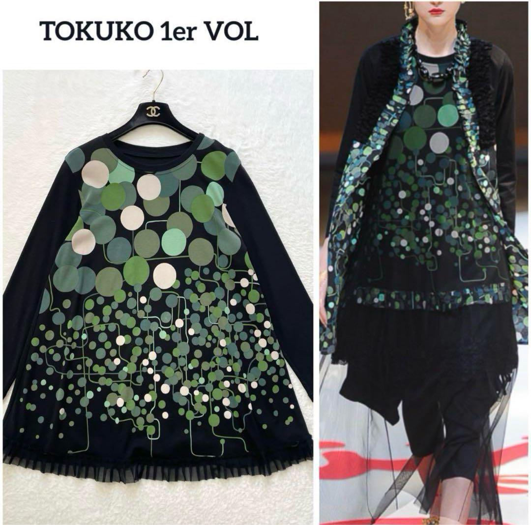 【専用】TOKUKO 1er VOL　チュニック　お花　トライアングル　ドット TOKUKO 1er VOLトクコチュニックお花ドット人気柄