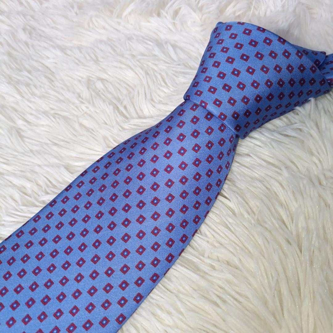 美品■Brioni ブリオーニ ネクタイ ブルー系 高級 シルク100%