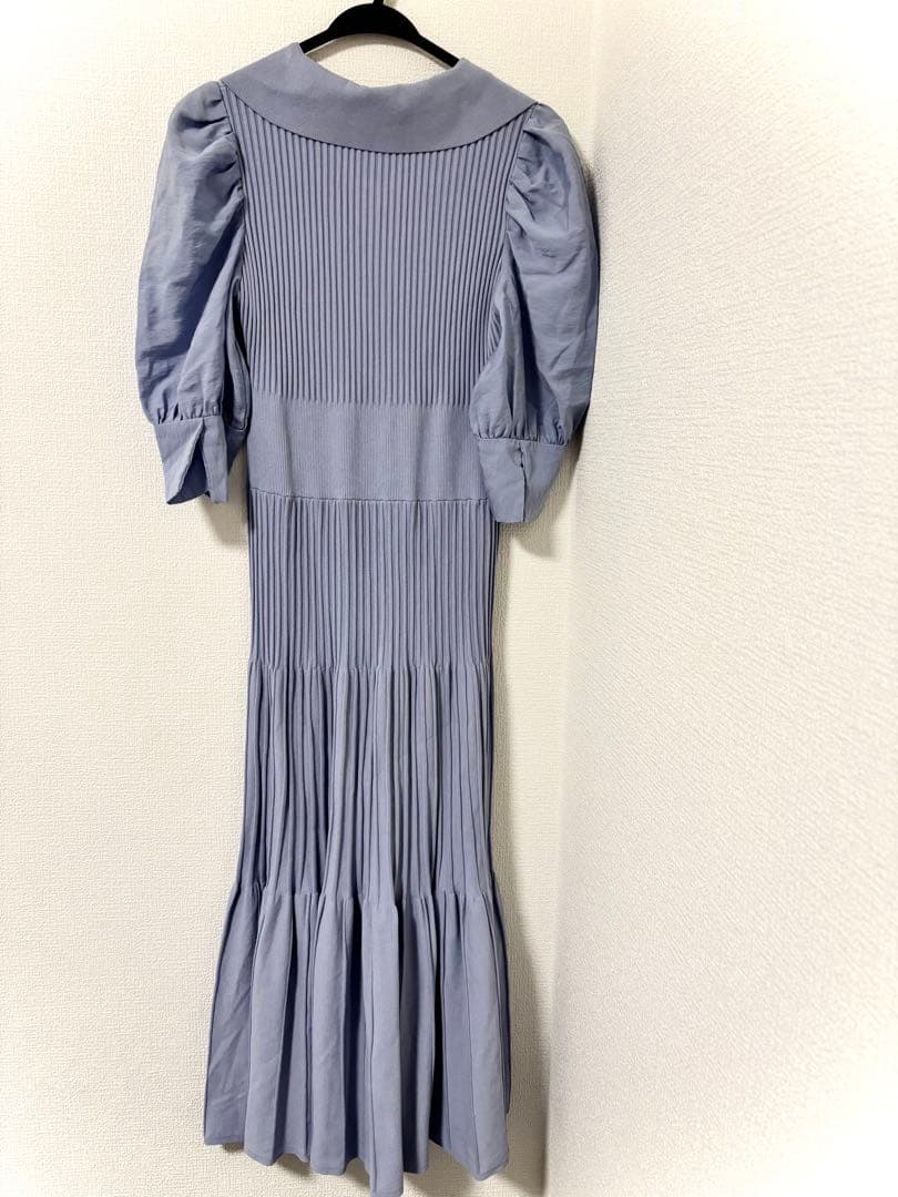 CELFORD サックスブルー リブ切替ワンピース 38