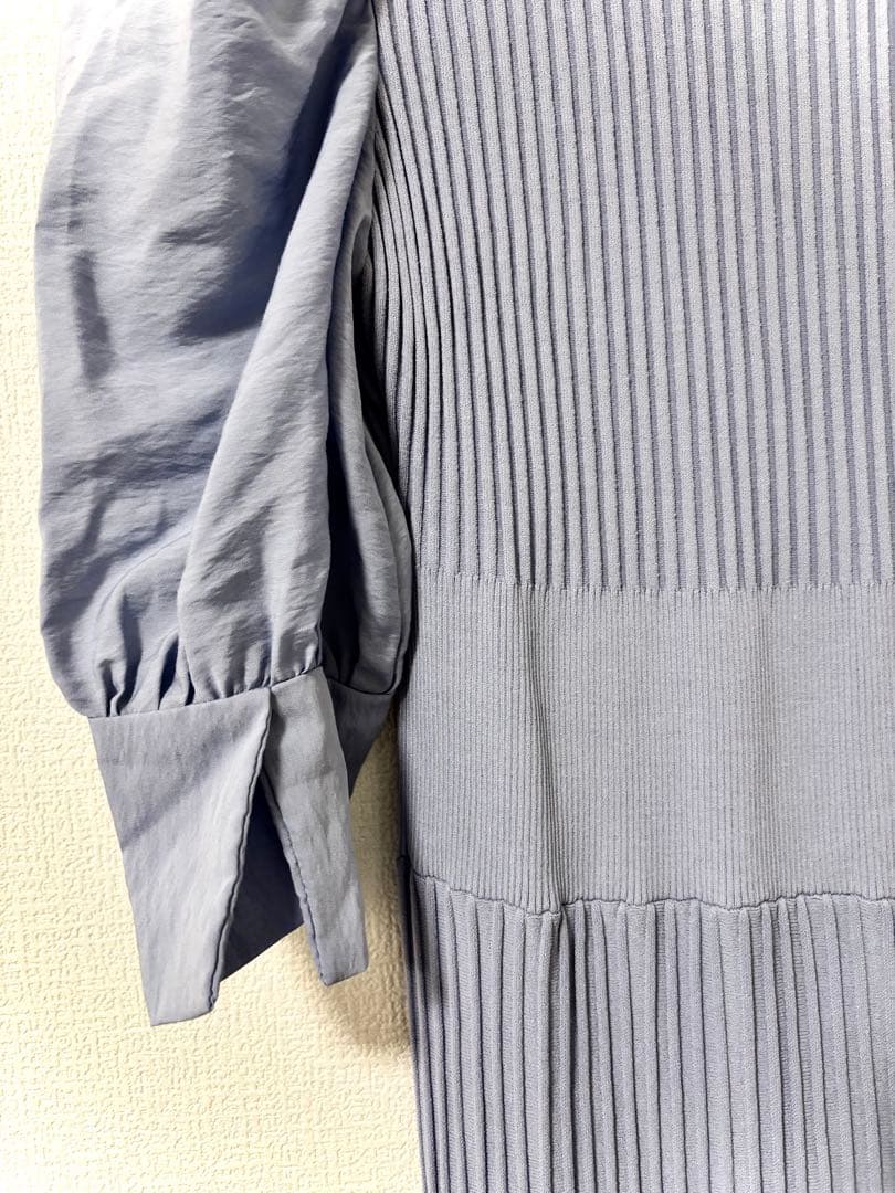 CELFORD サックスブルー リブ切替ワンピース 38