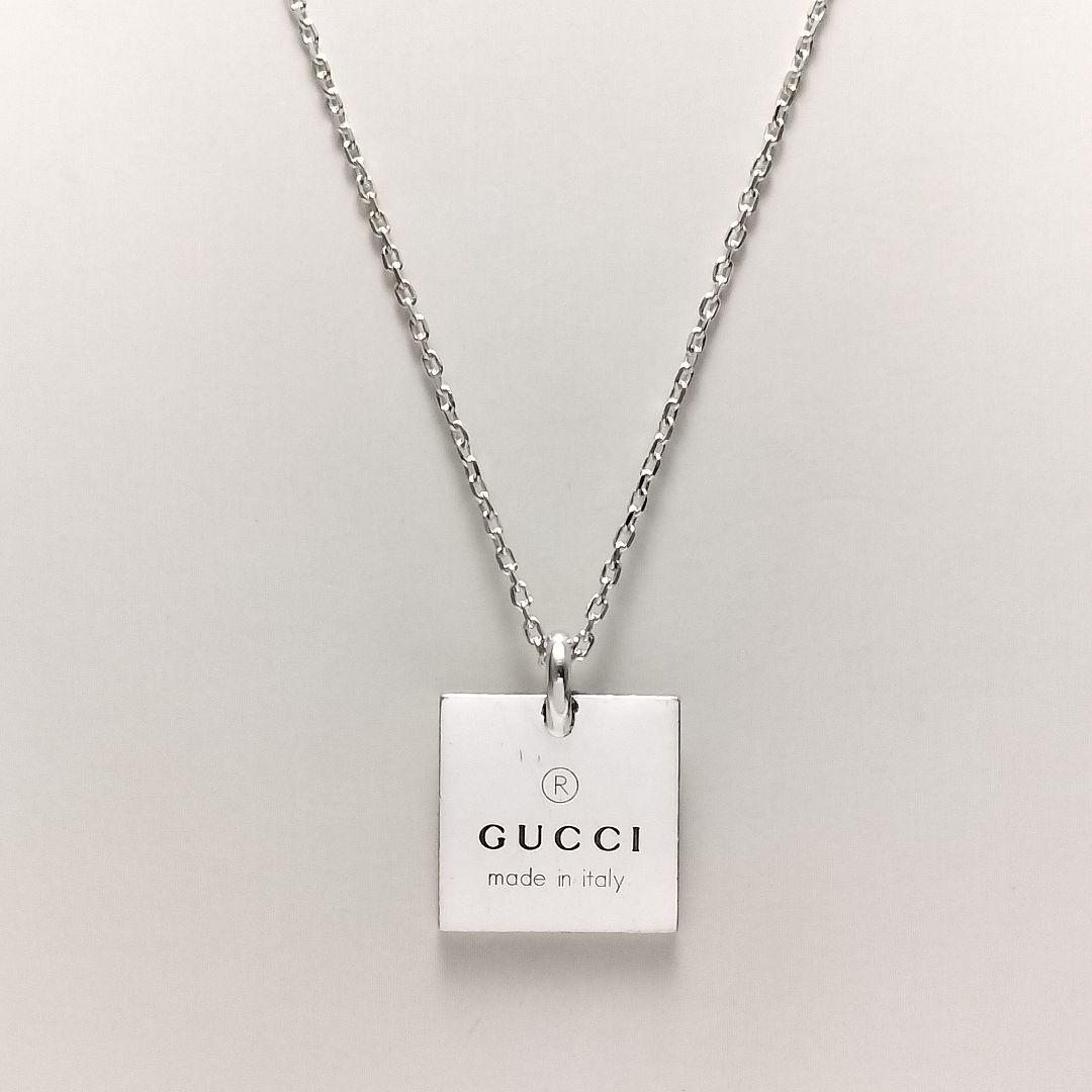 人気 GUCCI グッチ ネックレス プレート 50cm プレート ロゴ