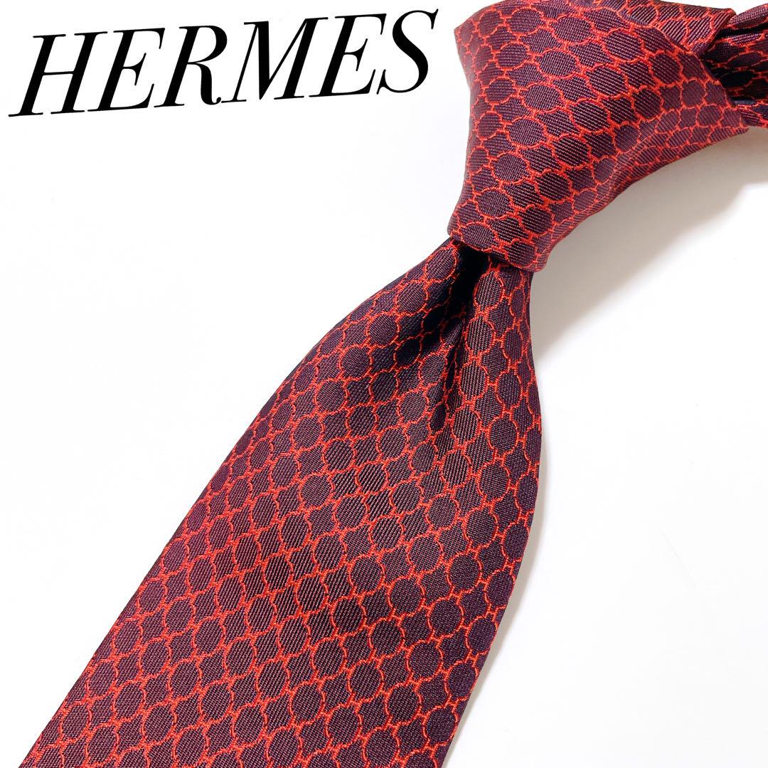 美品 エルメス HERMES ネクタイ ハイブランド H柄 ファソネ 光沢 希少