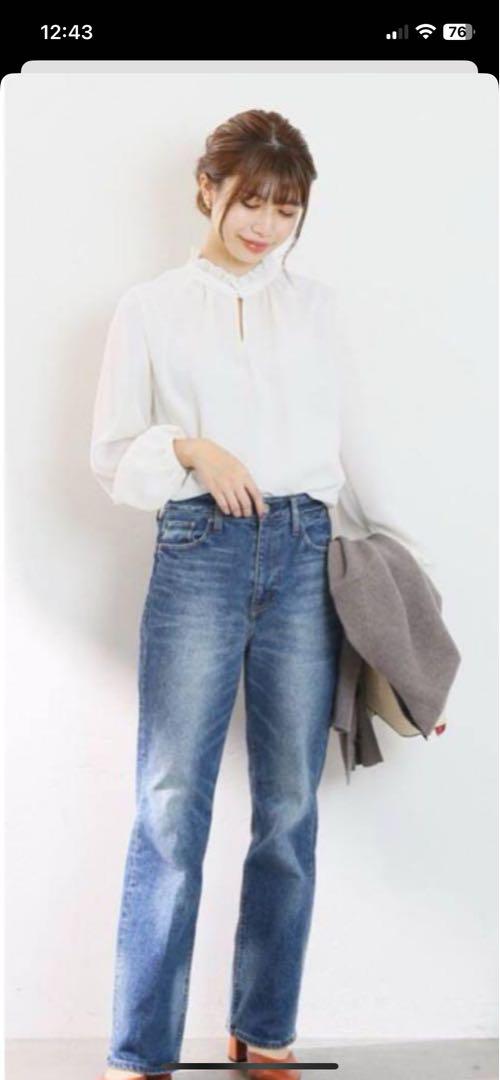 ラトータリテ　ジョーゼットフリルスキッパーブラウス