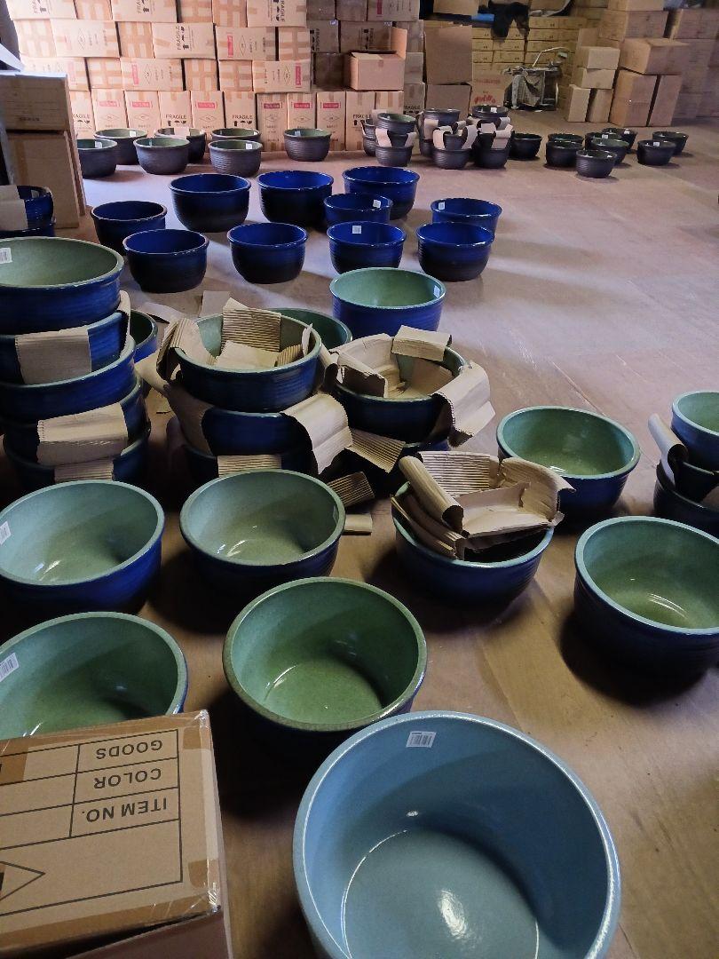 新品　∅50　陶器　睡蓮鉢　大型　メダカ鉢　難有　ラピスブルー　濃紺　藍色LDB