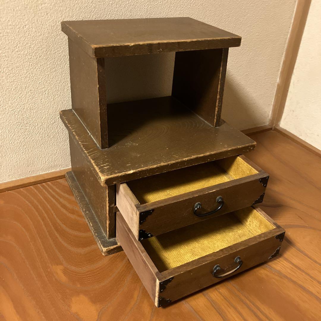 木製 引出し付踏み台 ステップ 飾り台 古道具アンティーク昭和