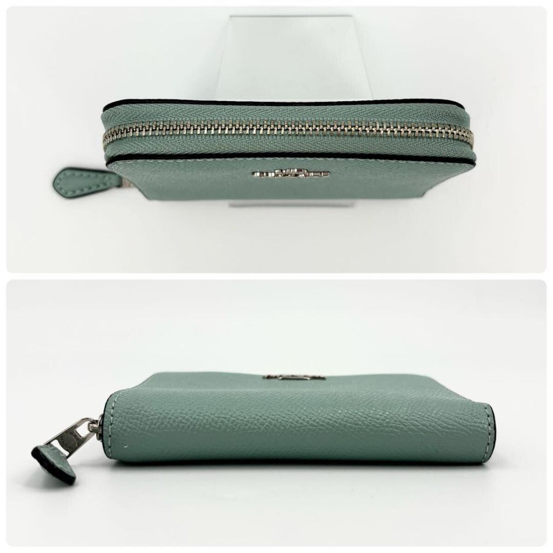 未使用級 COACH コーチ 二つ折り財布 レザー ミントグリーン