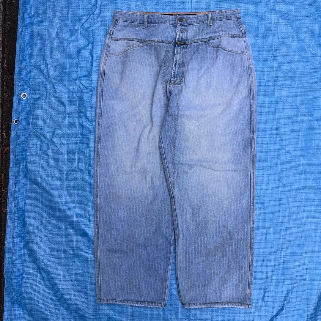 90s マリテフランソワジルボーヘリンボーンワイドデニムパンツ 太XL LL MARITHE FRANCOIS GIRBAUD