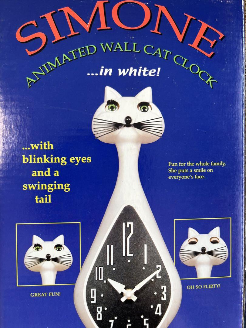 SIMONE ANIMATED WALL CAT CLOCK　アンティーク猫時計