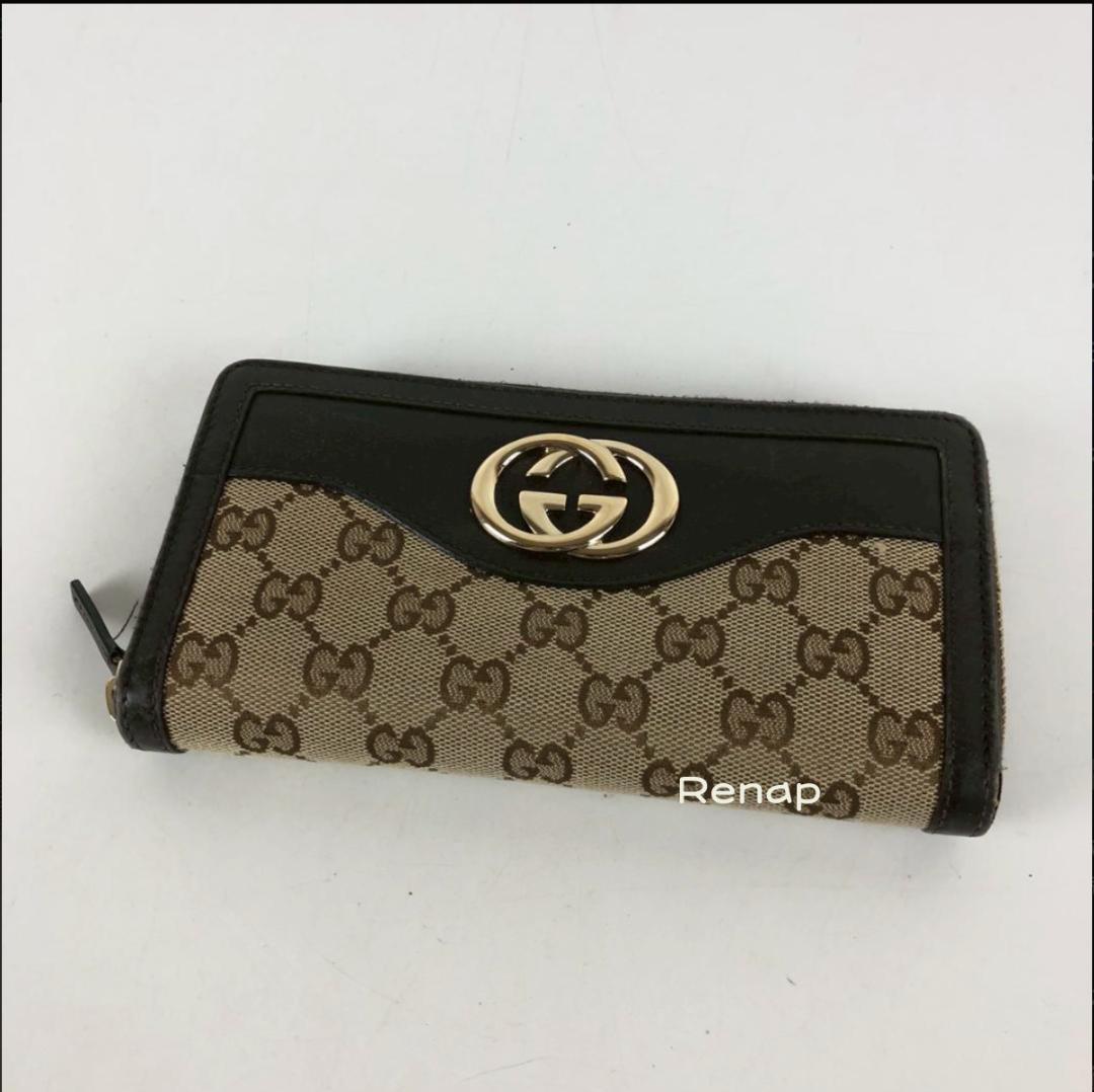GUCCI グッチ GGキャンバス インターロッキング ラウンドファスナー小物