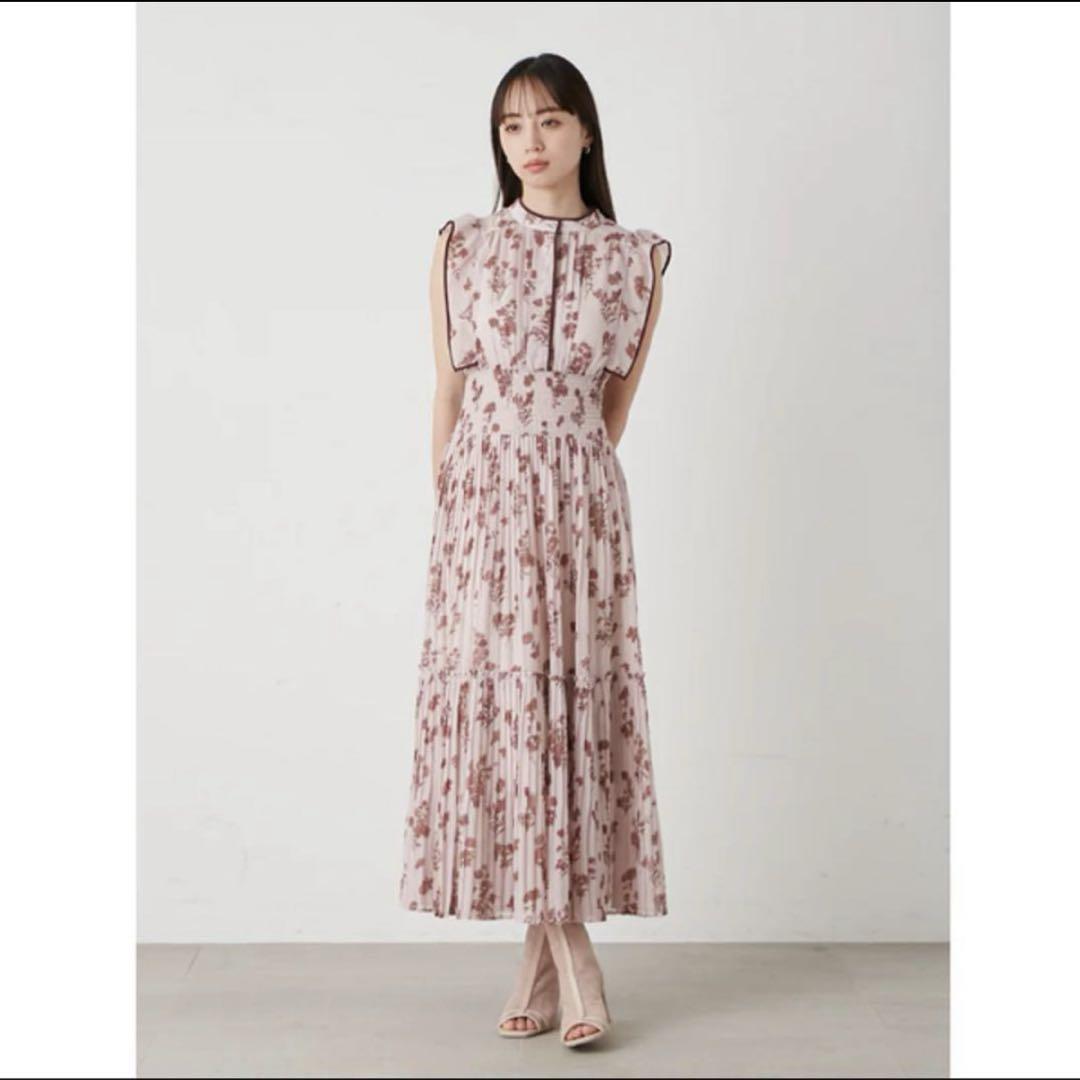 SNIDEL Sustainableバイカラープリーツワンピース　ピンク　正規品