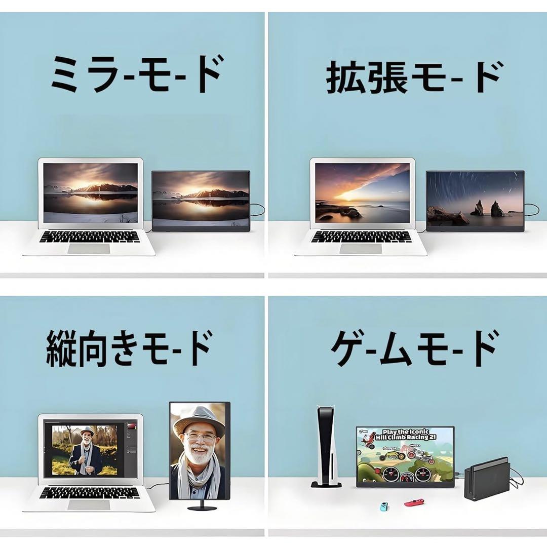 15.6インチ ポータブルモニタ- USB-C HDMI対応-