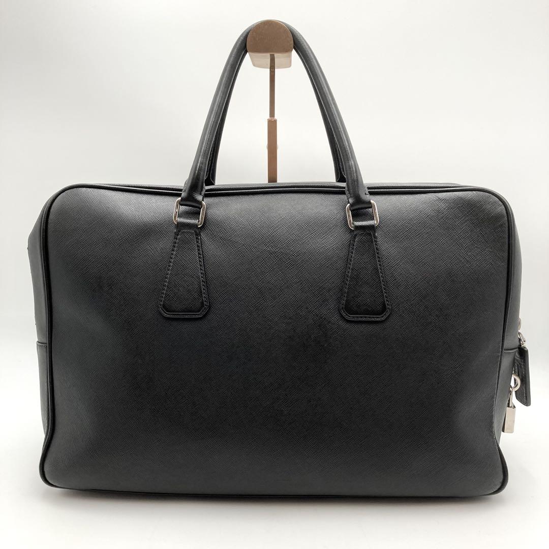 bochan✨PRADA ビジネスバッグ 黒 サフィアーノレザー 三角ロゴ