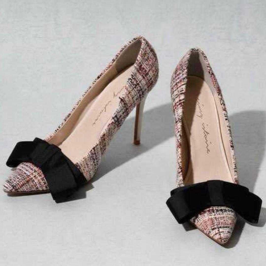 eimy istoire マリアケントミックスツイードリボンパンプス エイミー24.5cm・eimy istoire KIN-KAAI_COM