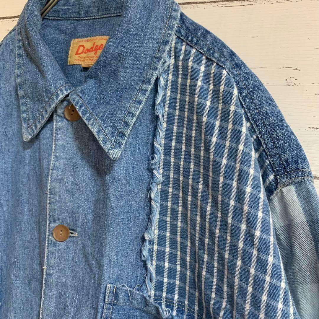 Dodgest 90'sつぎはぎパッチワークデニムシャツ ヴィンテージ