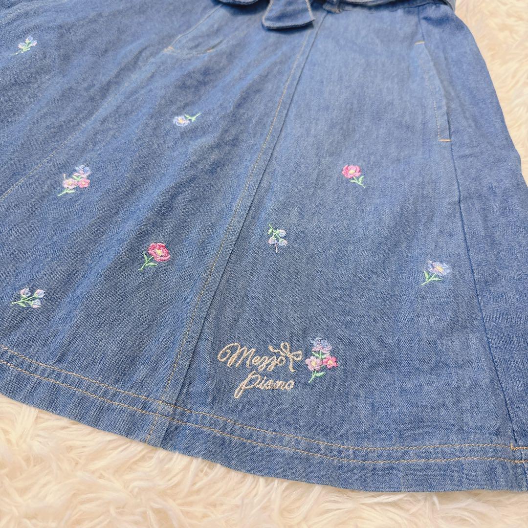 mezzo piano 刺繍 デニム スカート プリーツ プリント ワッペン mezzo piano デニム プリーツスカート - メルカリ