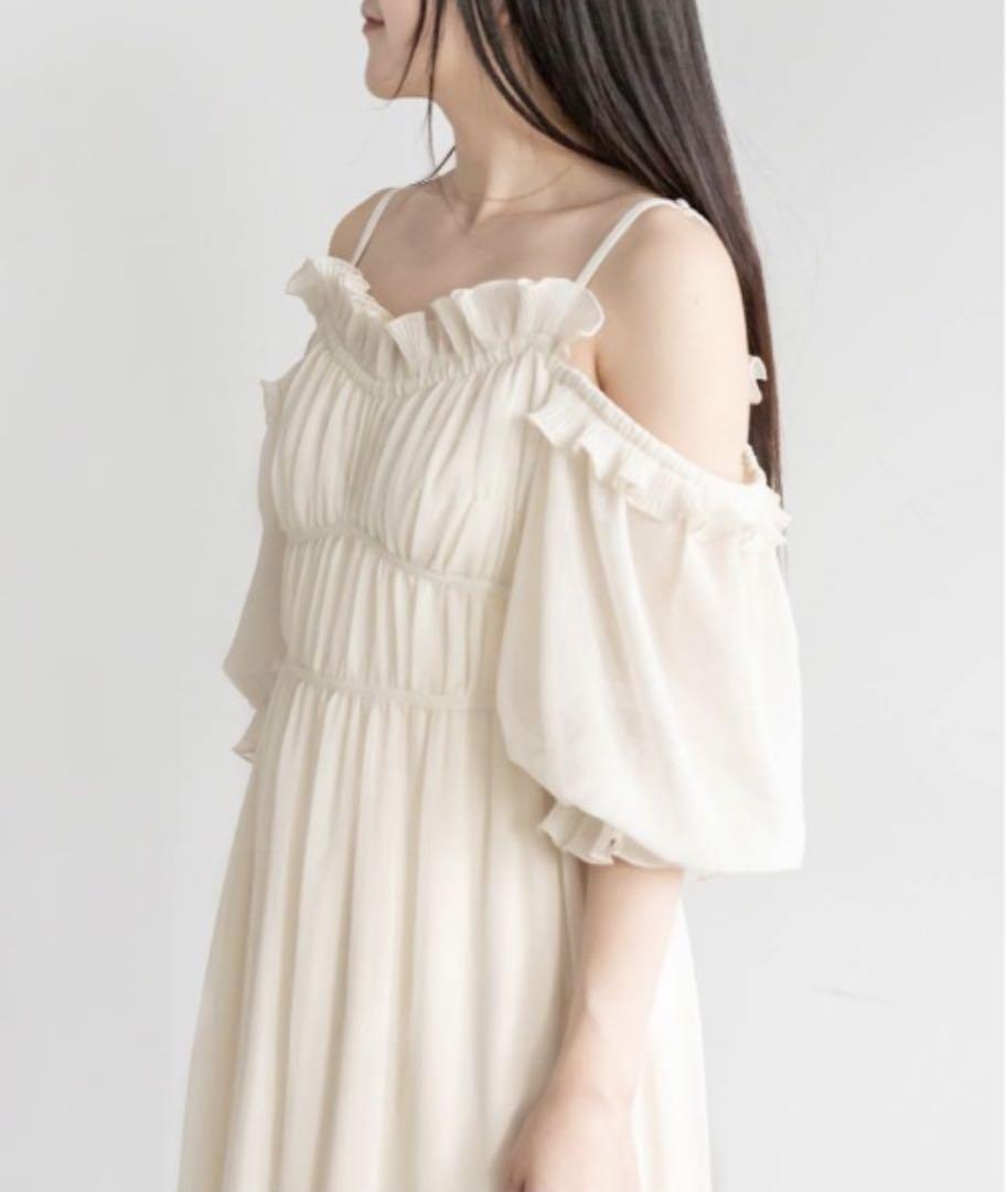 RANDAプリーツフリル2WAYシフォンワンピース
