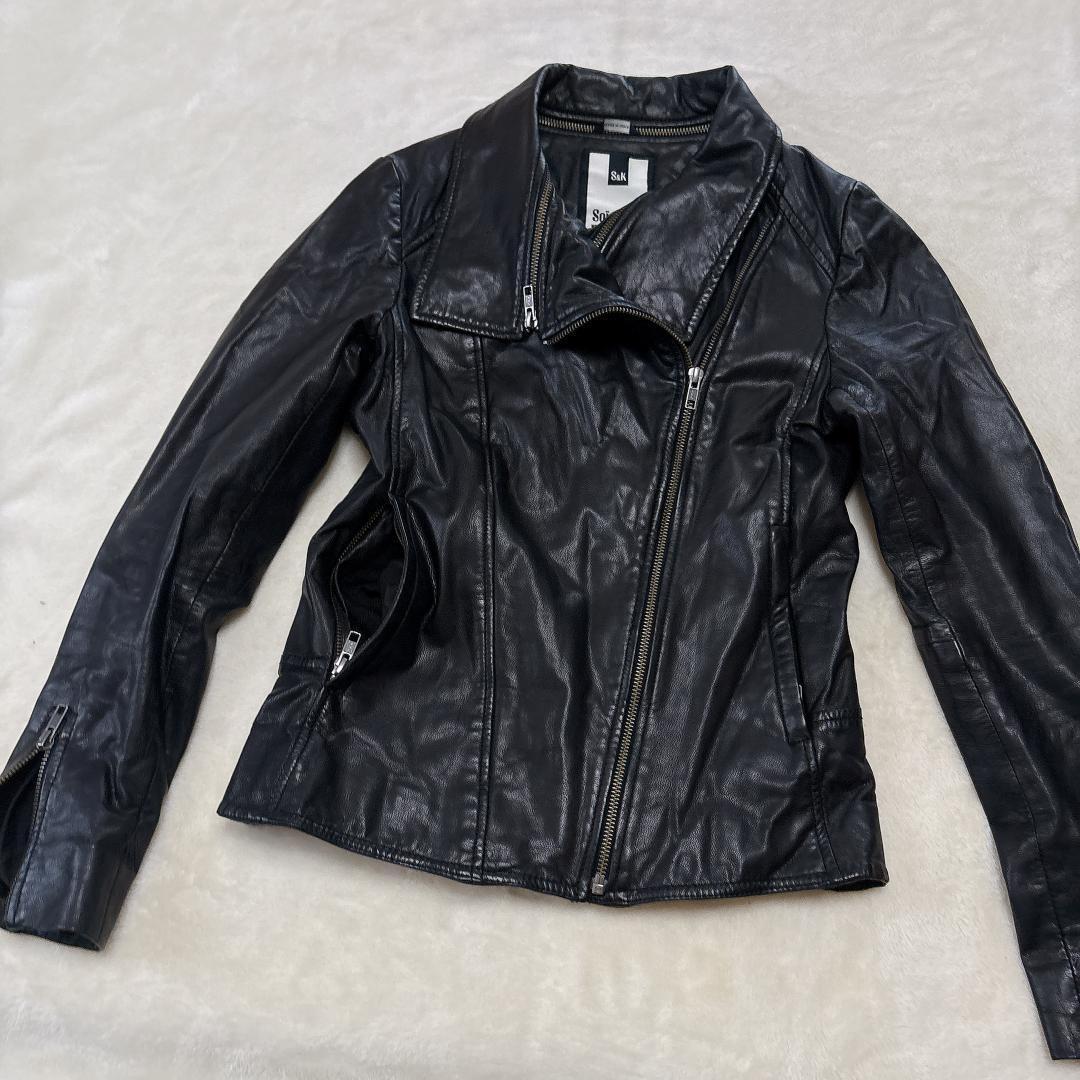 レザー風 ダブルライダースジャケット