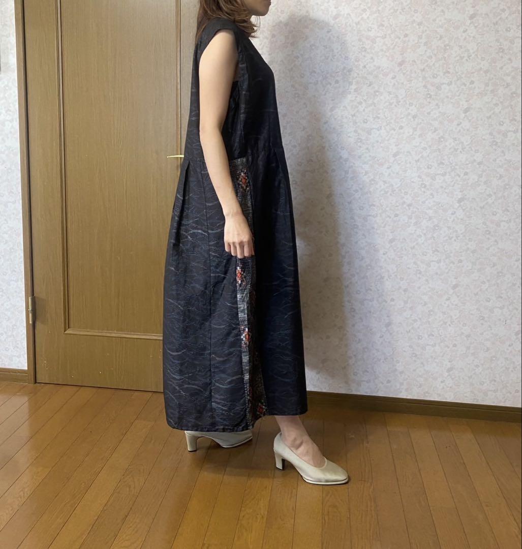 着物リメイクワンピース 大島紬正絹 モデル158cm 45キロ M〜Lサイズ 着物リメイクワンピース 大島紬正絹 モデル158cm 45キロ - メルカリ