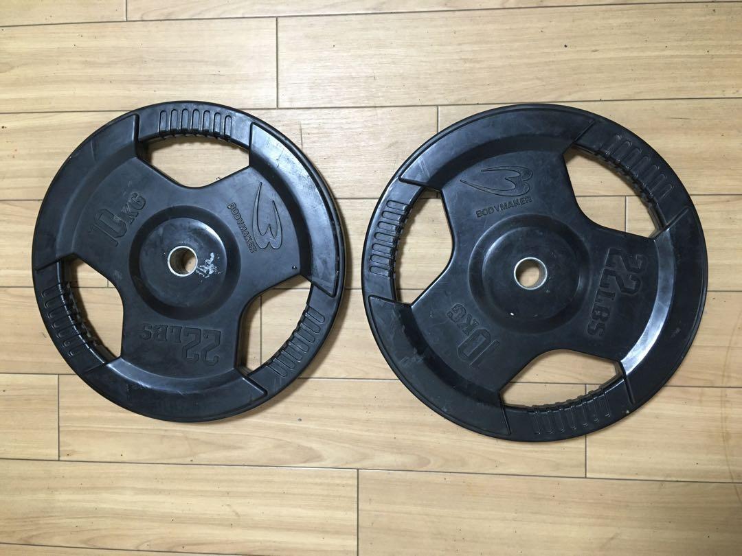 BODYMAKERラバープレート10kg x 2枚 28mm 用